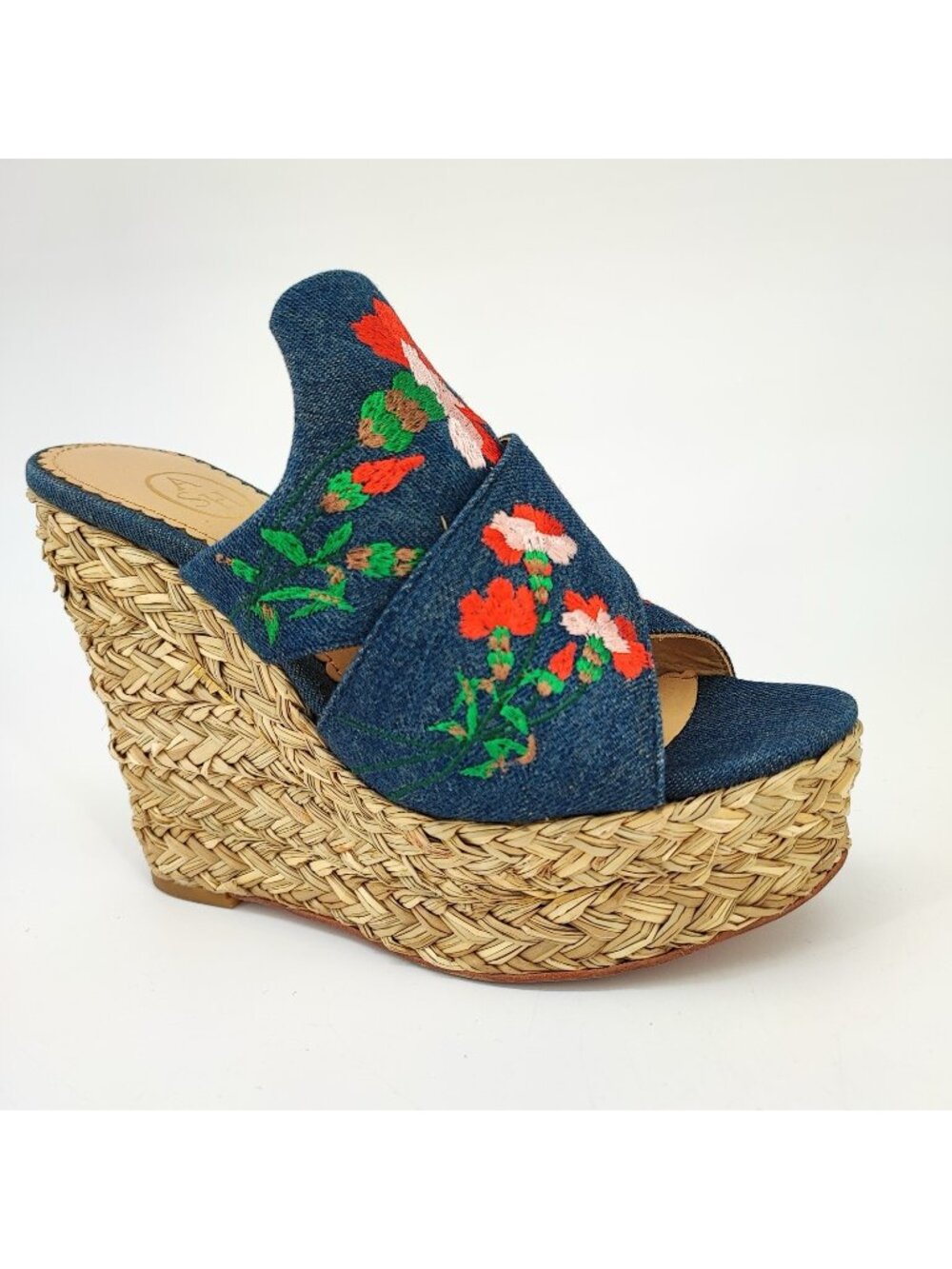 Ash Bahia Mules Women's Size 5.5 Sandals Fabric Blue Embroidered Mules